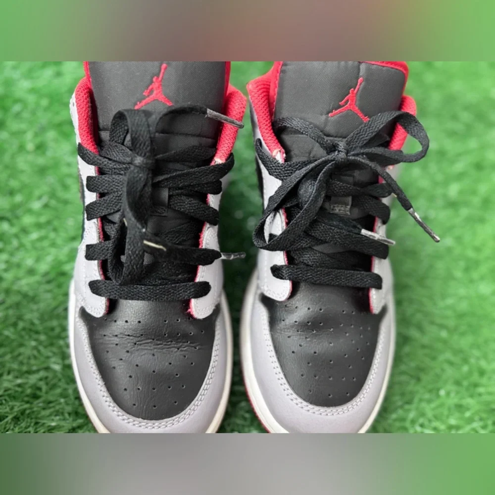 Big Kid's Air Jordan 1 Low GS Black/Fire Red-Cement Grey Gradeschool - Size 4.5Y